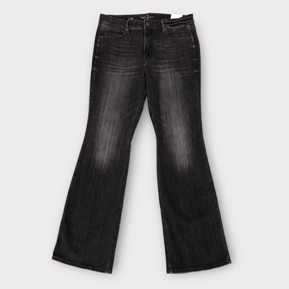 WHBM NWT Jeans Skinny Flare High Rise Stretchy Black Dark Wash14L